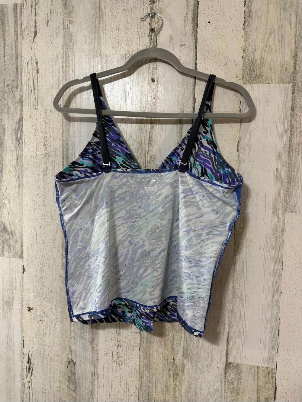 Free Country Blue and Purple Abstract Swim Tankini Top
